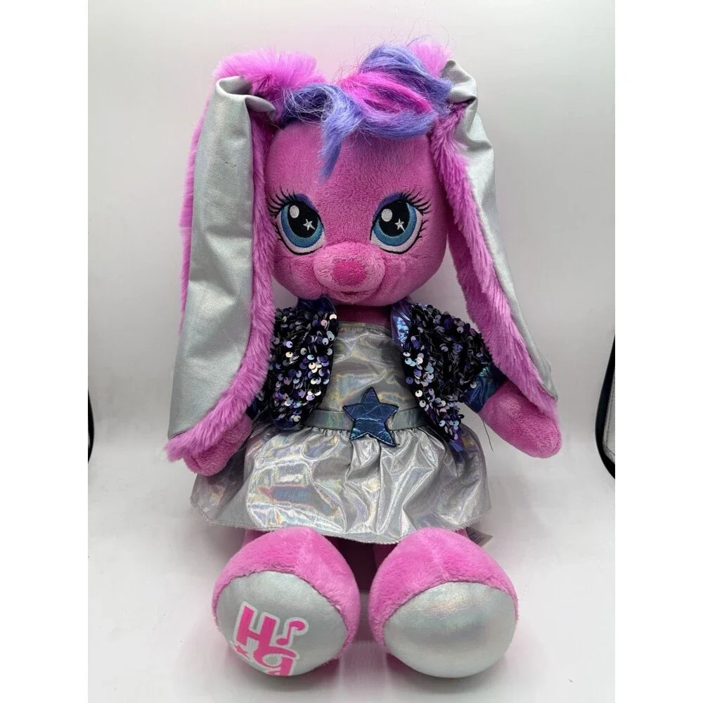 Build A Bear Honey Girls RISA Pink Bunny Rock Star Stuffed Plush 20” & Outfit